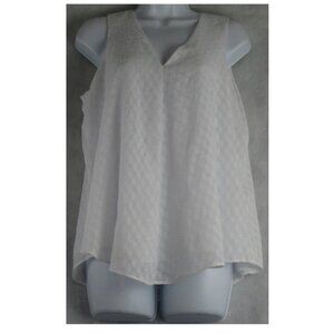 Calvin Klein Women's 100% Polyester Lined V-Neck Tank Top, White, XS